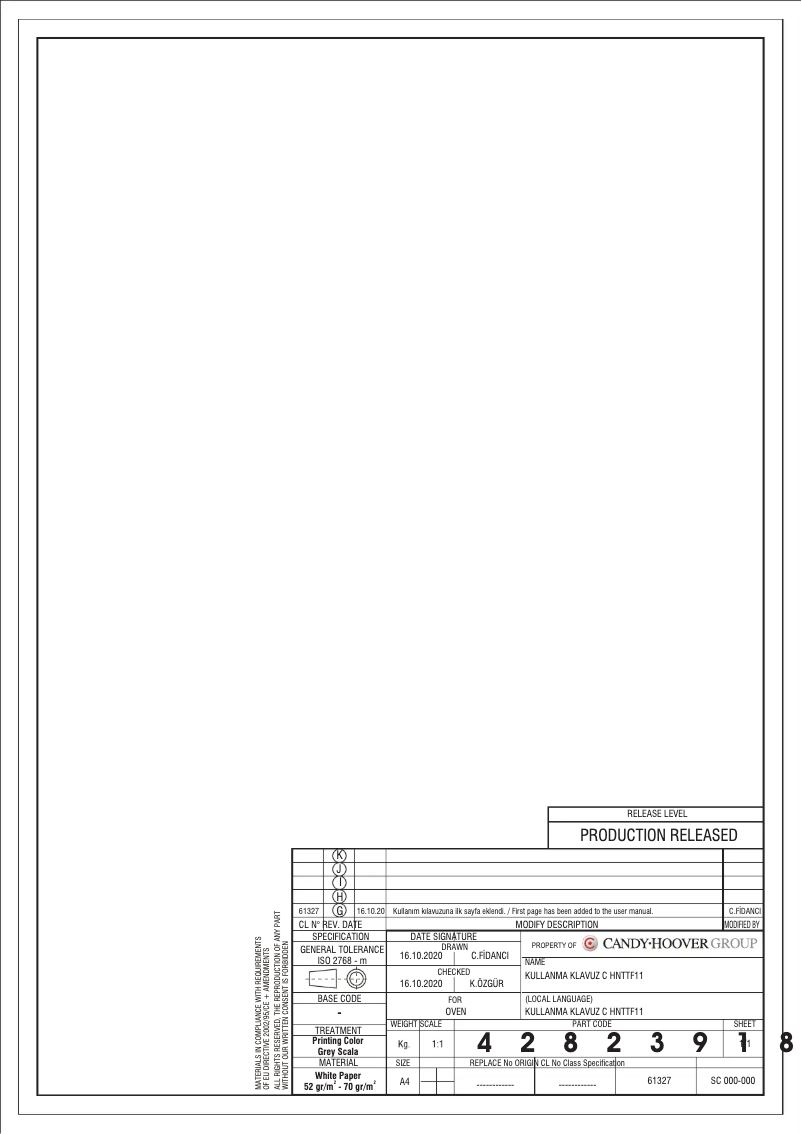 Page 1 de la notice Manuel utilisateur Candy FCP625NXL/E