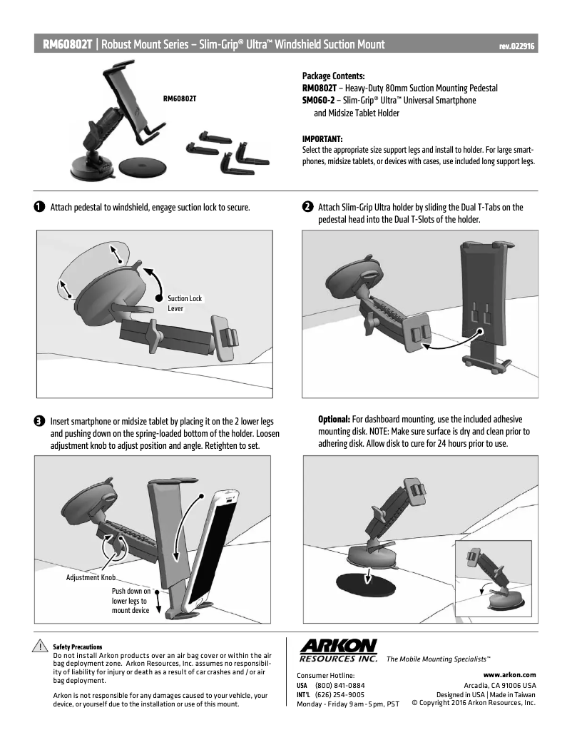 Page n°1 - Manuel utilisateur Arkon RM60802T