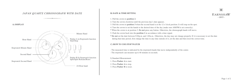 Page 1 de la notice Manuel utilisateur Earnshaw Beaufort ES-8051-05