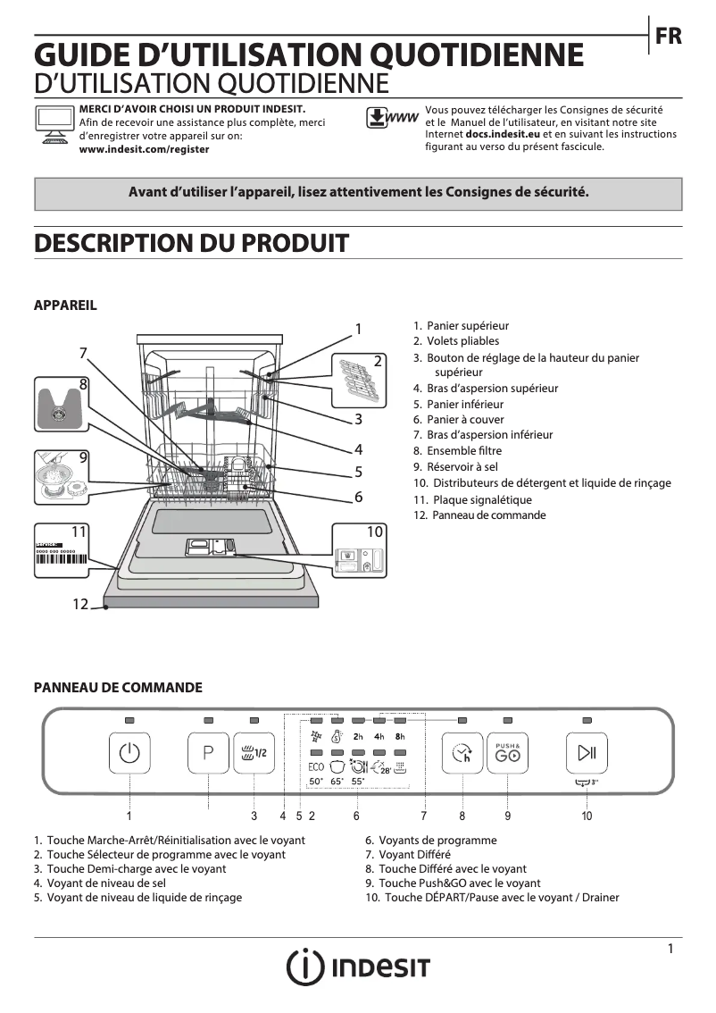 Page 1 de la notice Manuel utilisateur Indesit DOFC 2B+16