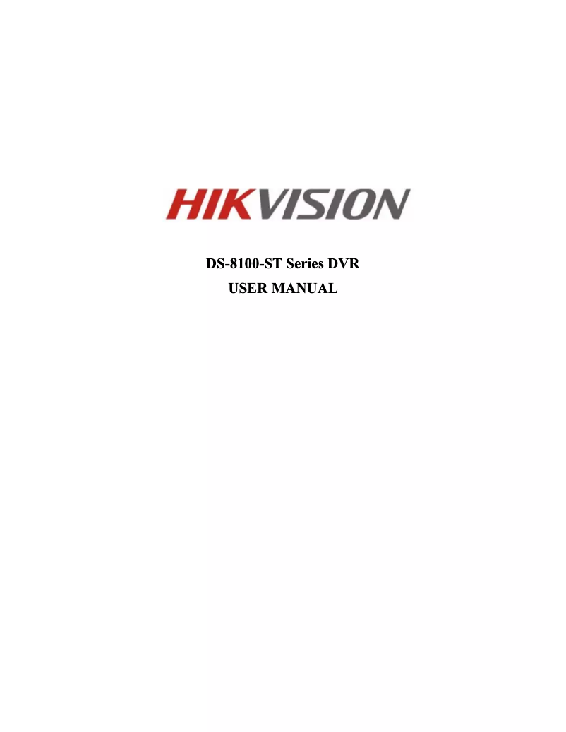 Image de la première page du manuel de l'appareil DS8116HCIST