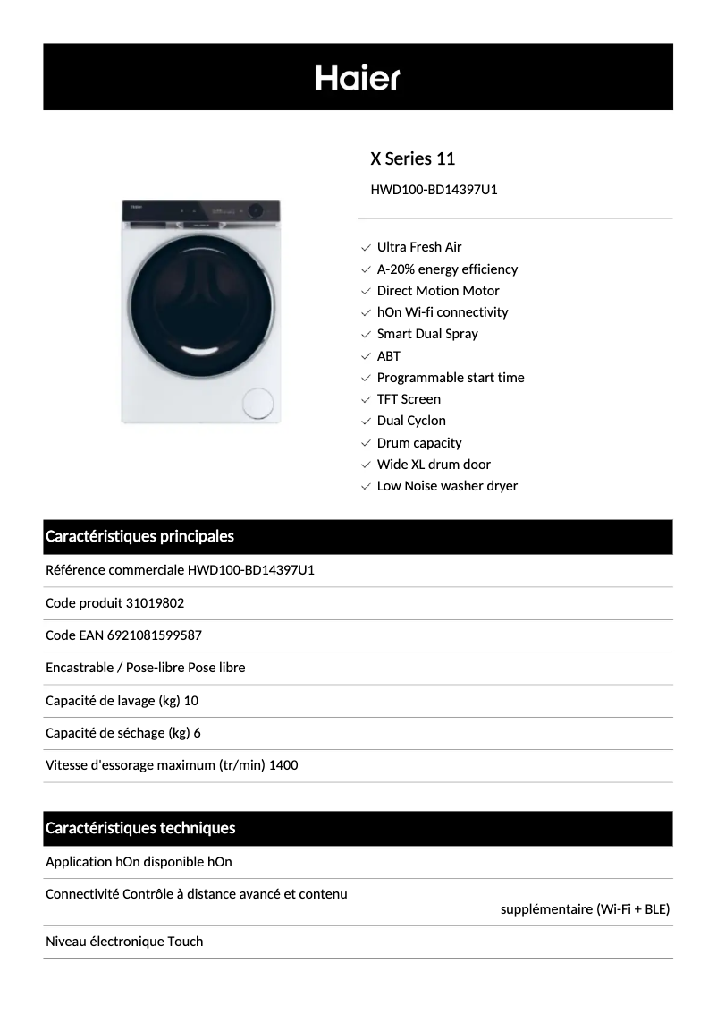 Image de la première page du manuel de l'appareil HWD100-BD14397U1