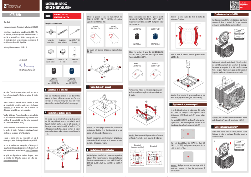 Page 1 de la notice Manuel utilisateur Noctua NF-A14x25r G2 PWM