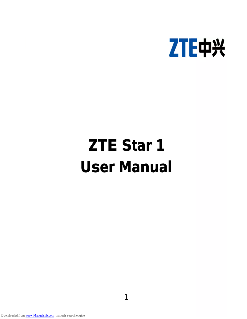 Page n°1 - Manuel utilisateur ZTE Star 1