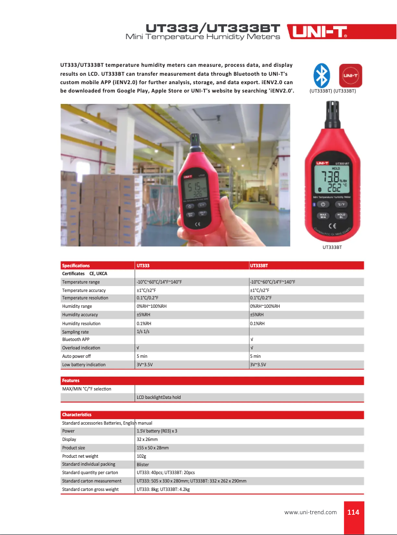 Page n°1 - Manuel utilisateur Uni-T UT333BT