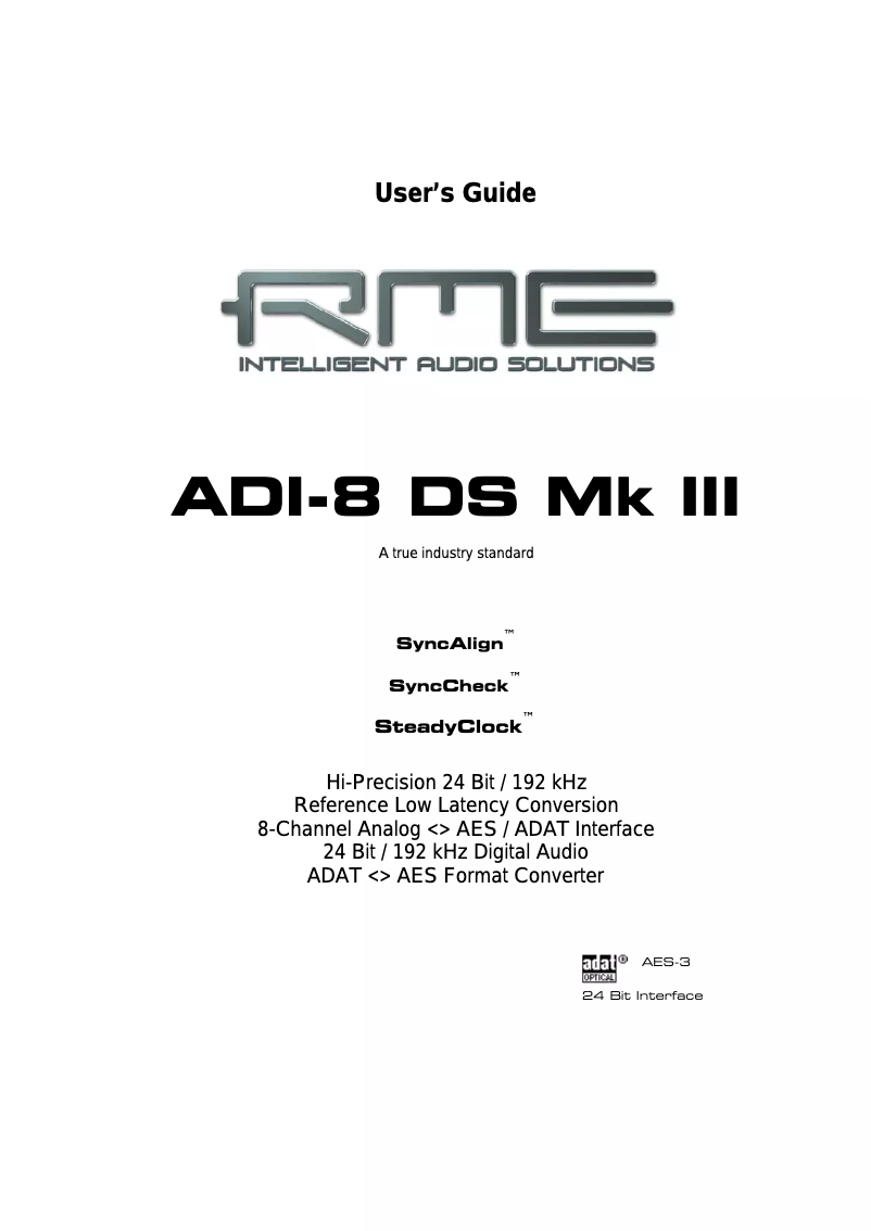 Image de la première page du manuel de l'appareil ADI-8 DS Mk III