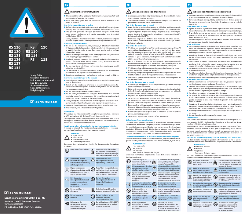 Imagen de la primera página del manual del dispositivo RS-135