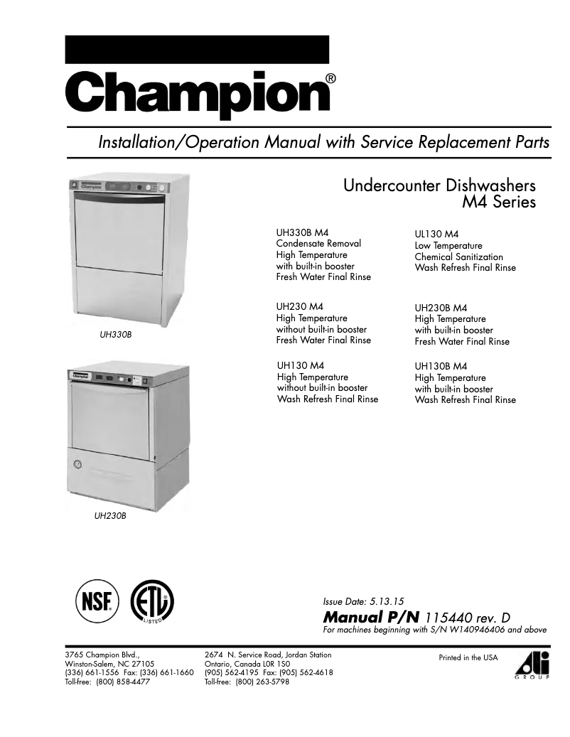Image de la première page du manuel de l'appareil UH230 M4