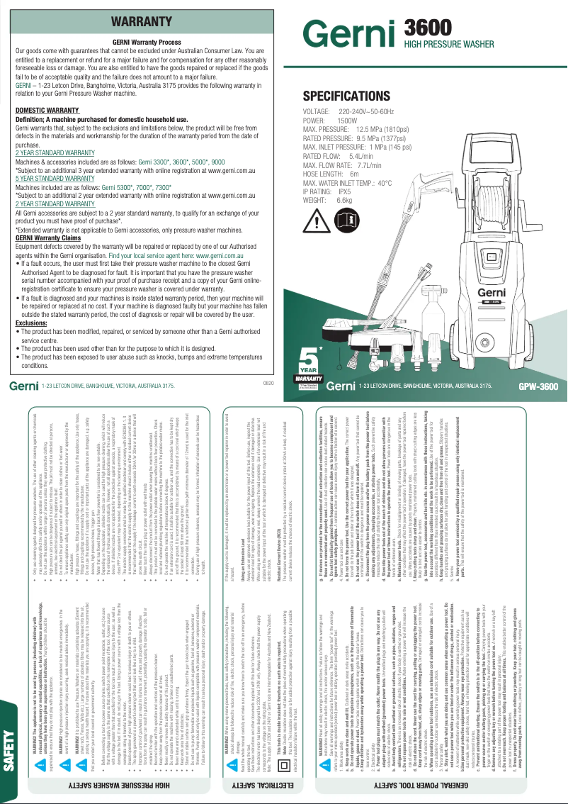 Image de la première page du manuel de l'appareil 3600