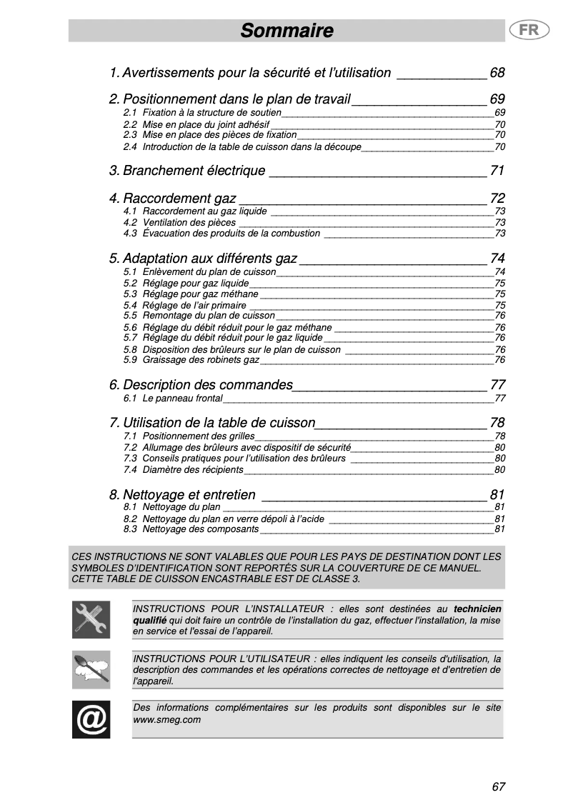 Page 1 de la notice Manuel utilisateur Smeg PX750