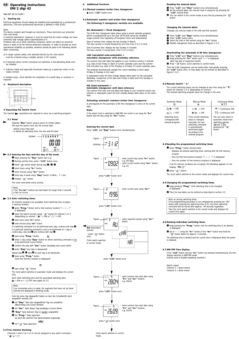 Page 1 de la notice Manuel utilisateur Grässlin EM-2 Digi 42