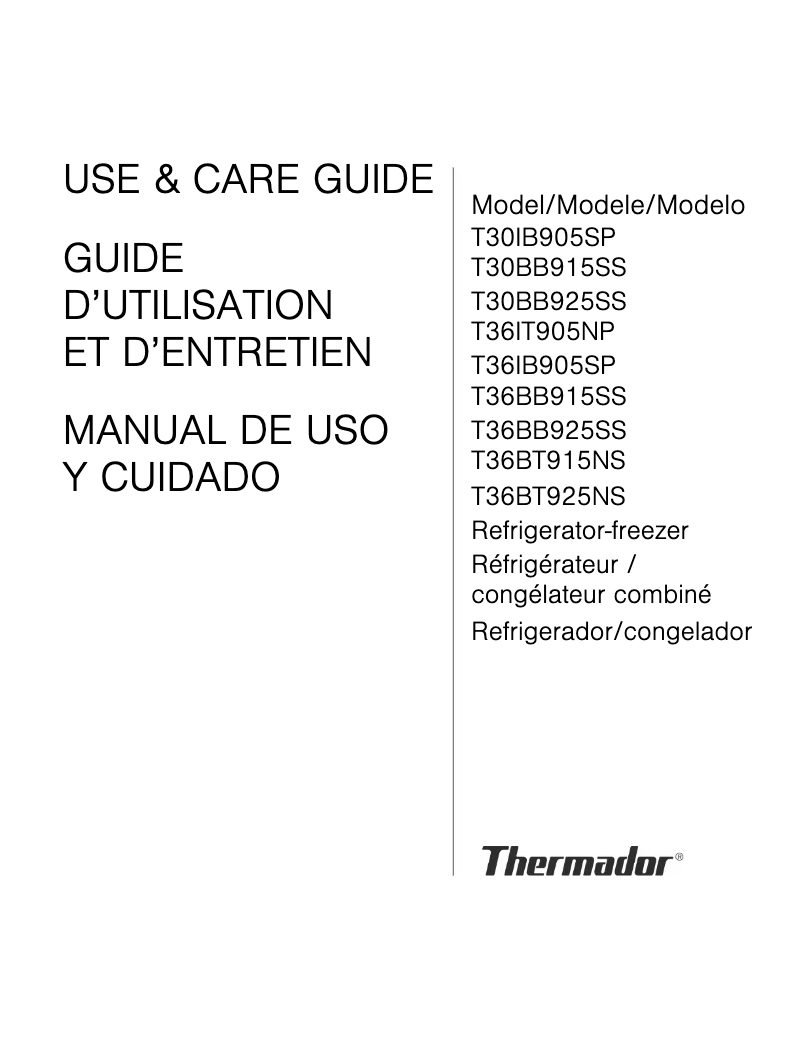 Page n°1 - Manuel utilisateur Thermador T30IB905SP