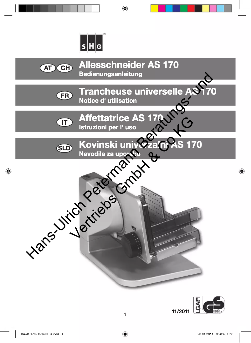 Image de la première page du manuel de l'appareil AS 170