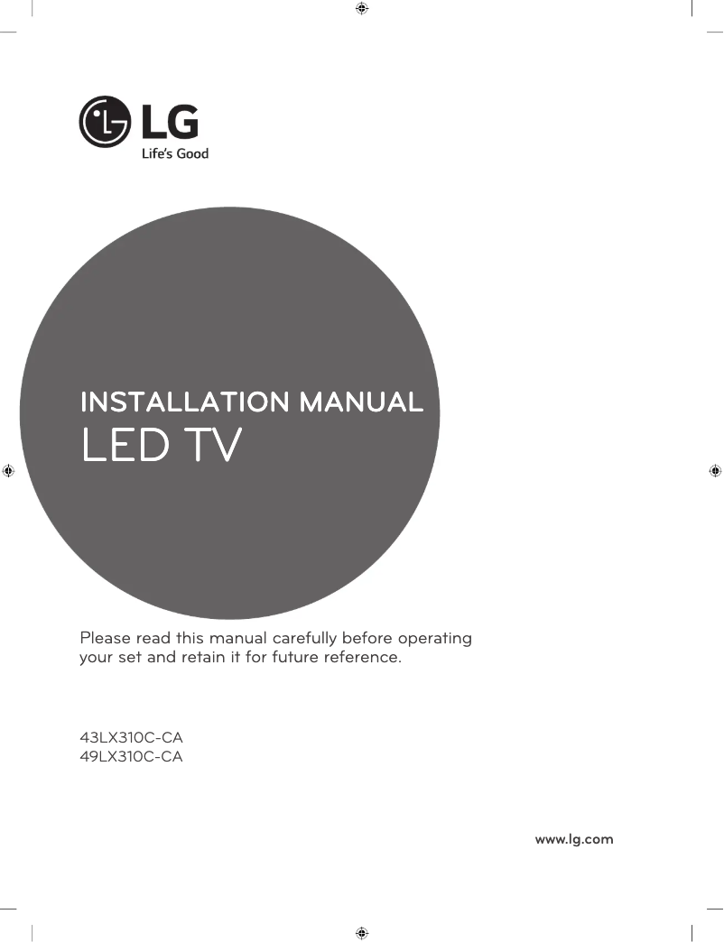 Page n°1 - Guide d'installation LG 49LX310C