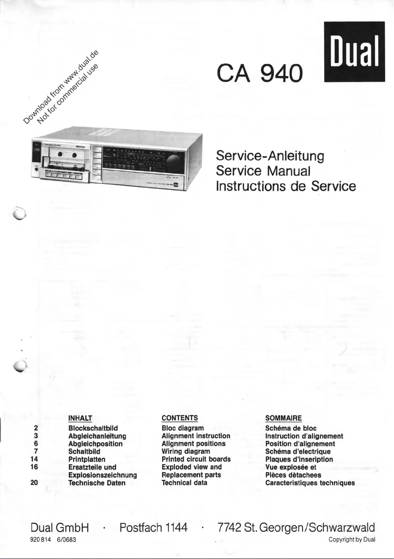 Page n°1 - Manuel utilisateur Dual C A940