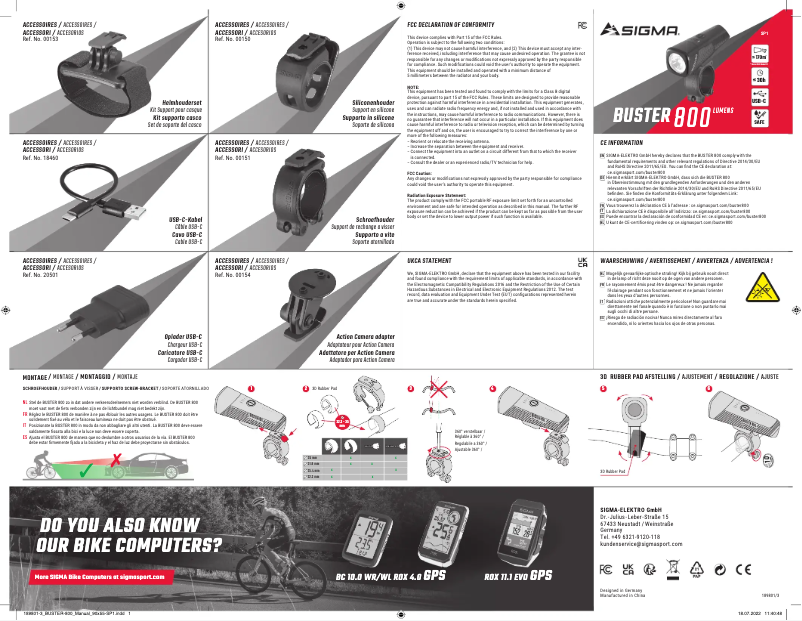 Page 1 de la notice Manuel utilisateur Sigma Buster 800