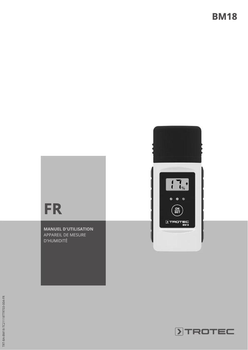 Page 1 de la notice Manuel utilisateur Trotec BM18
