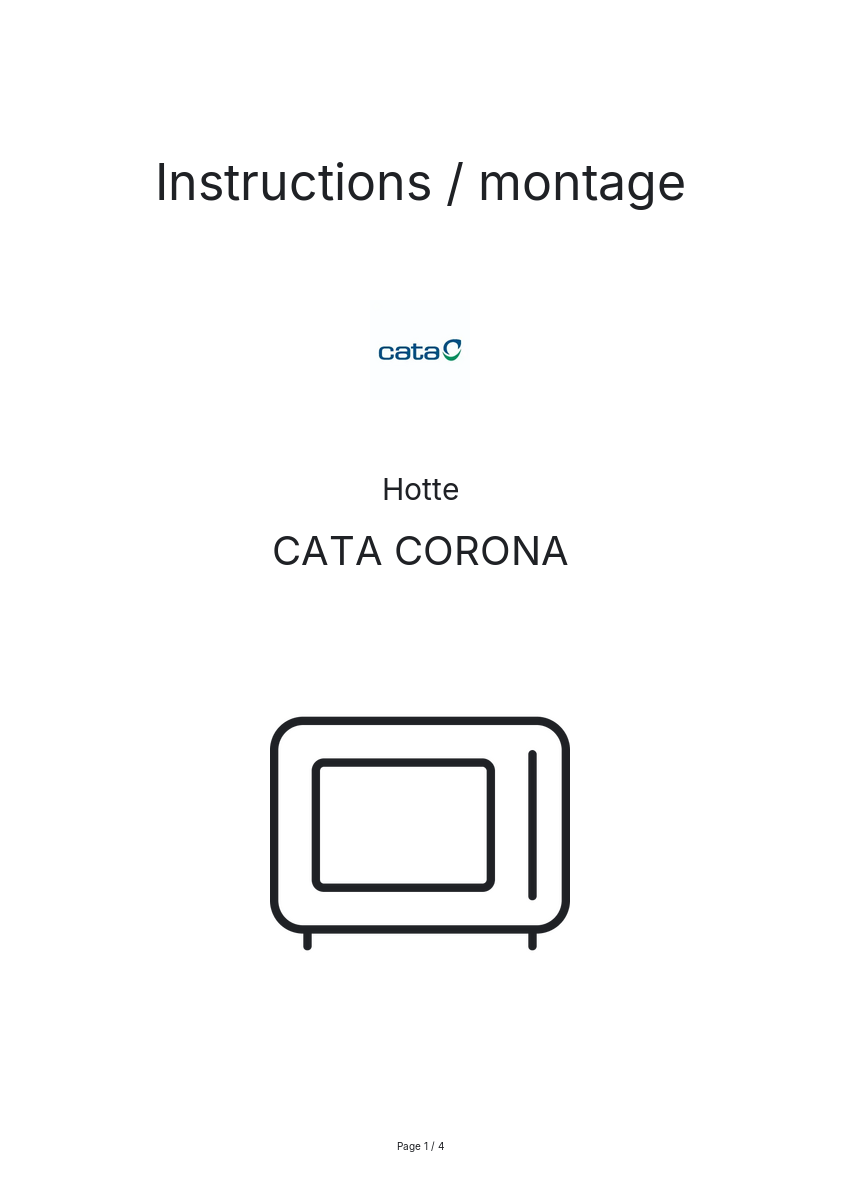 Page n°1 - Instructions / montage CATA CORONA