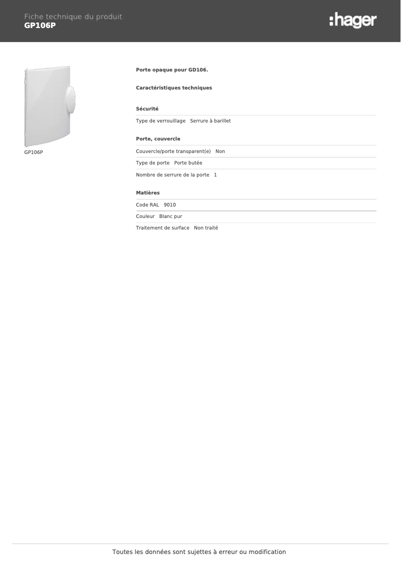 Image de la première page du manuel de l'appareil GP106P