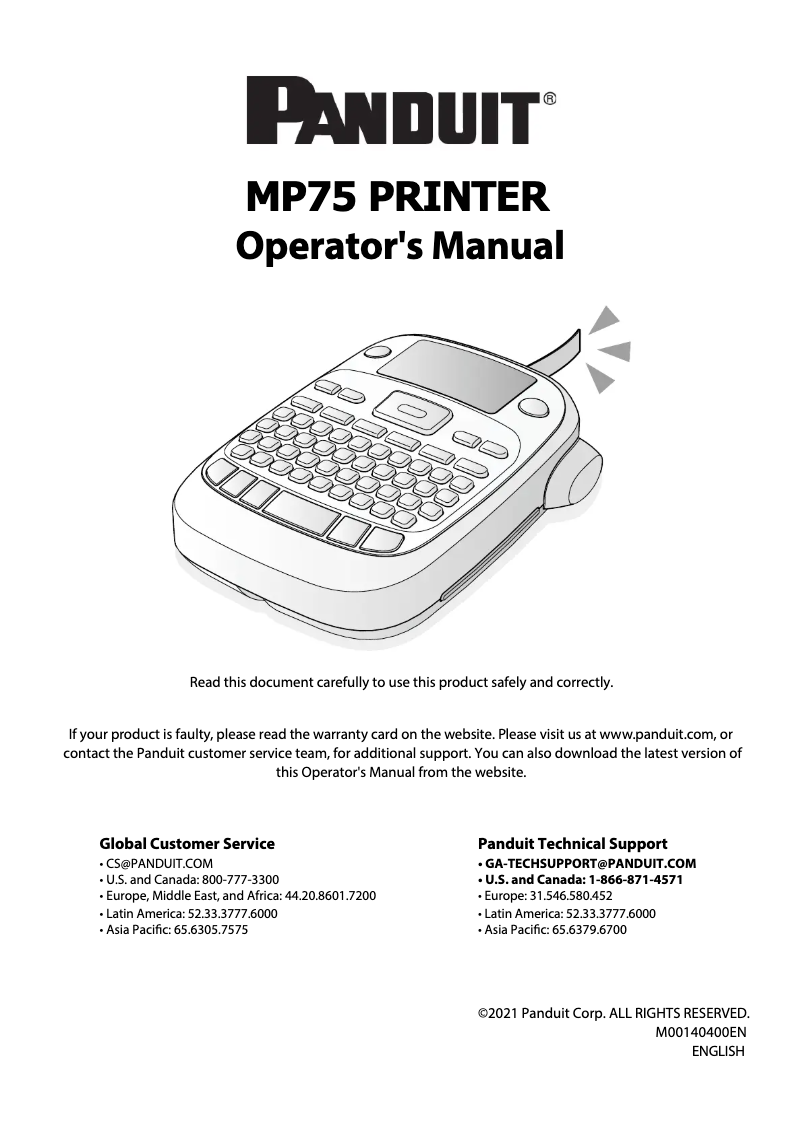 Image de la première page du manuel de l'appareil MP75