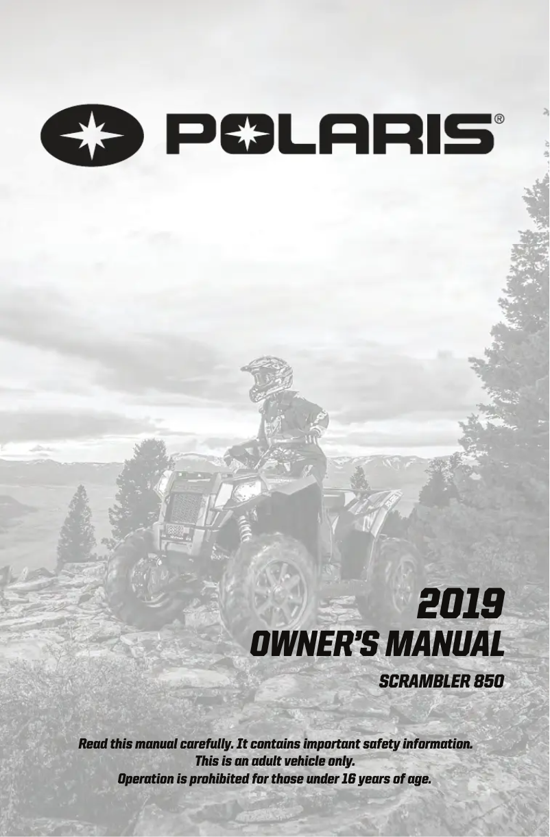 Page 1 de la notice Manuel utilisateur Polaris Scrambler 850 (2019)