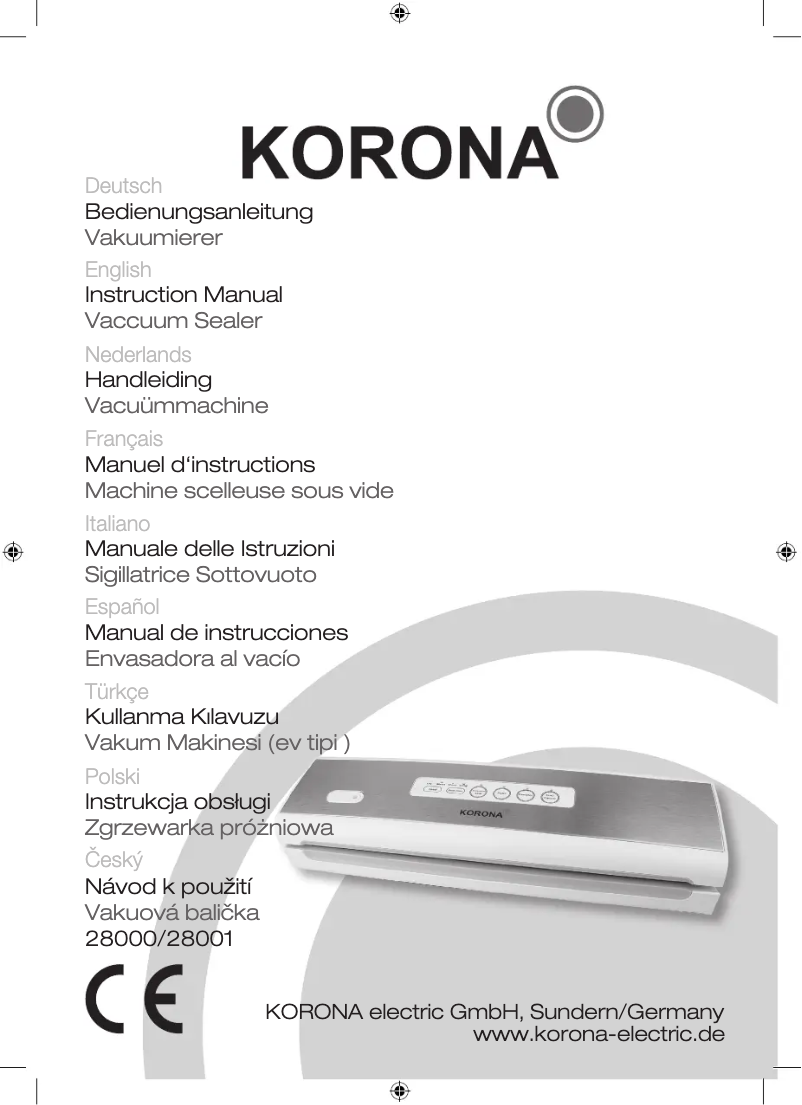 Page 1 de la notice Manuel utilisateur Korona 28001