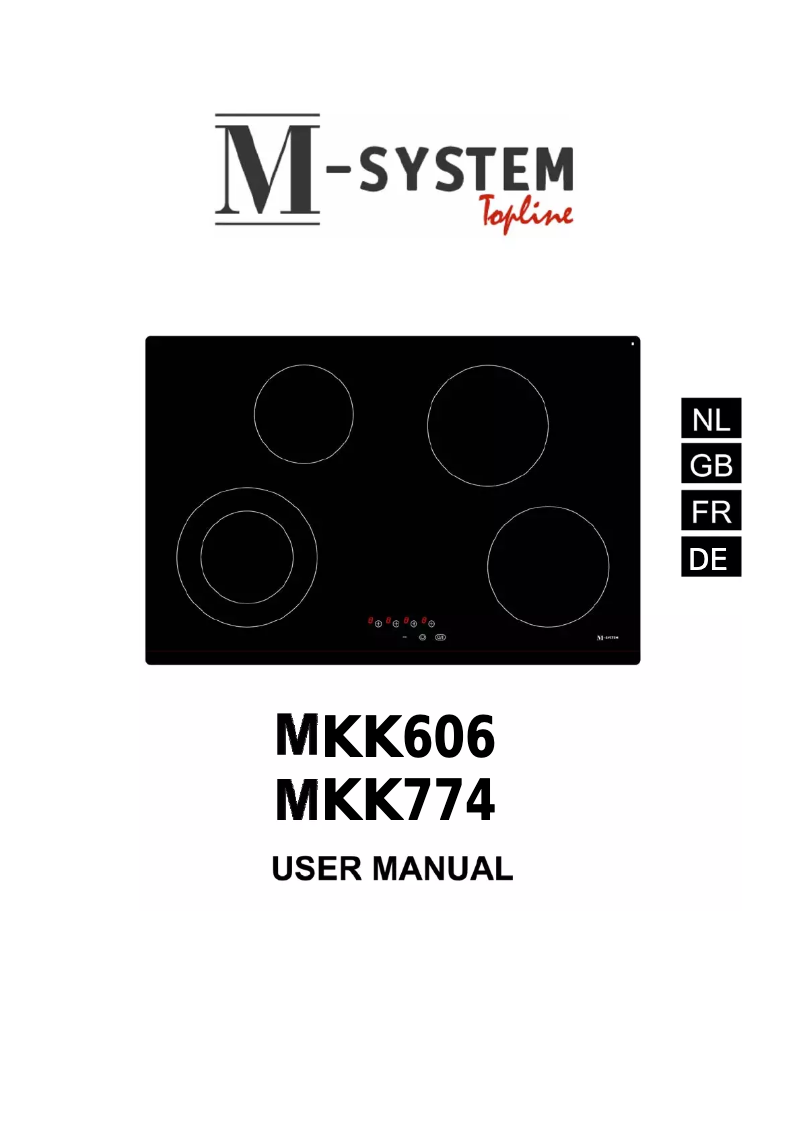 Page n°1 - Manuel utilisateur M-System MKK-774