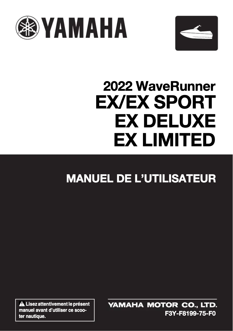 Image de la première page du manuel de l'appareil WaveRunner EX (2022)