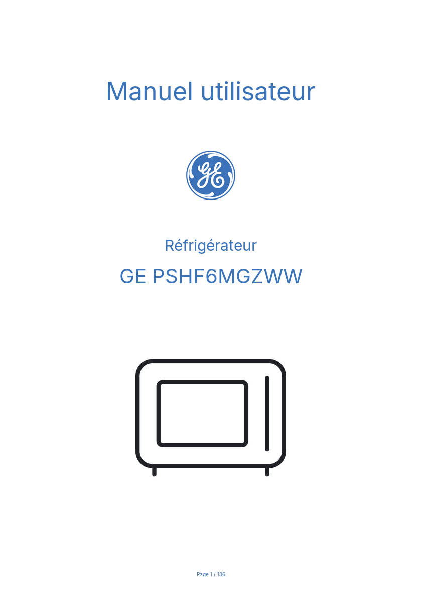 Page n°1 - Manuel utilisateur GE PSHF6MGZWW