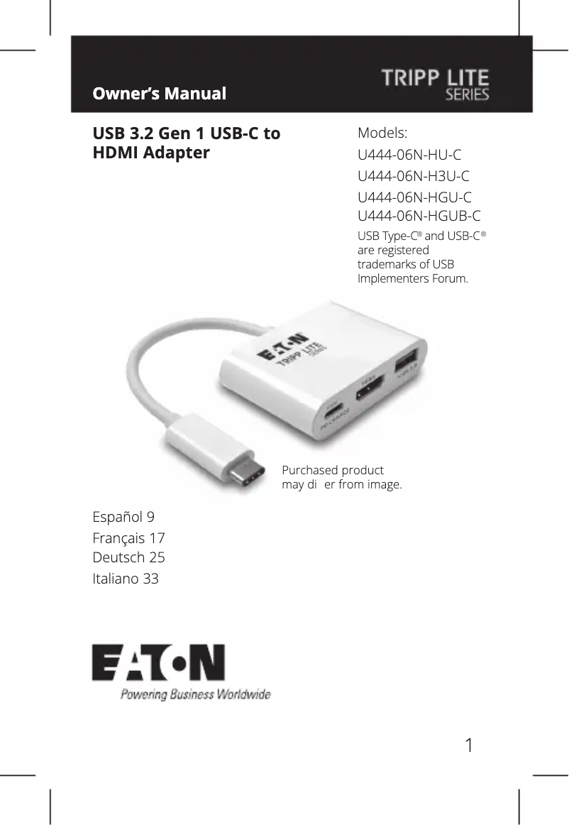 Image de la première page du manuel de l'appareil U444-06N-H3U-C