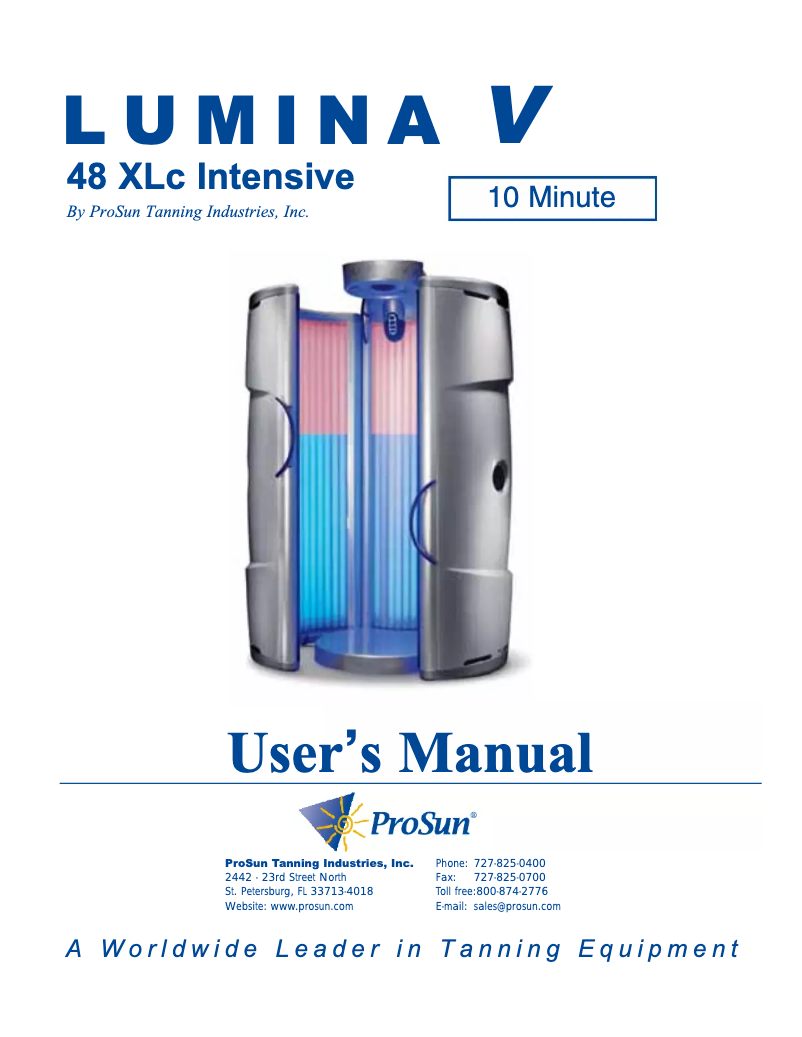 Page n°1 - Manuel utilisateur Prosun Lumina V 48 XLc Intensive