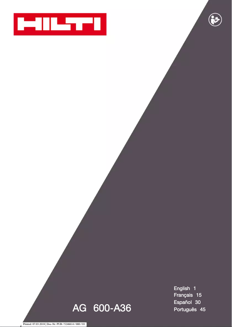 Image de la première page du manuel de l'appareil AG 600-A36