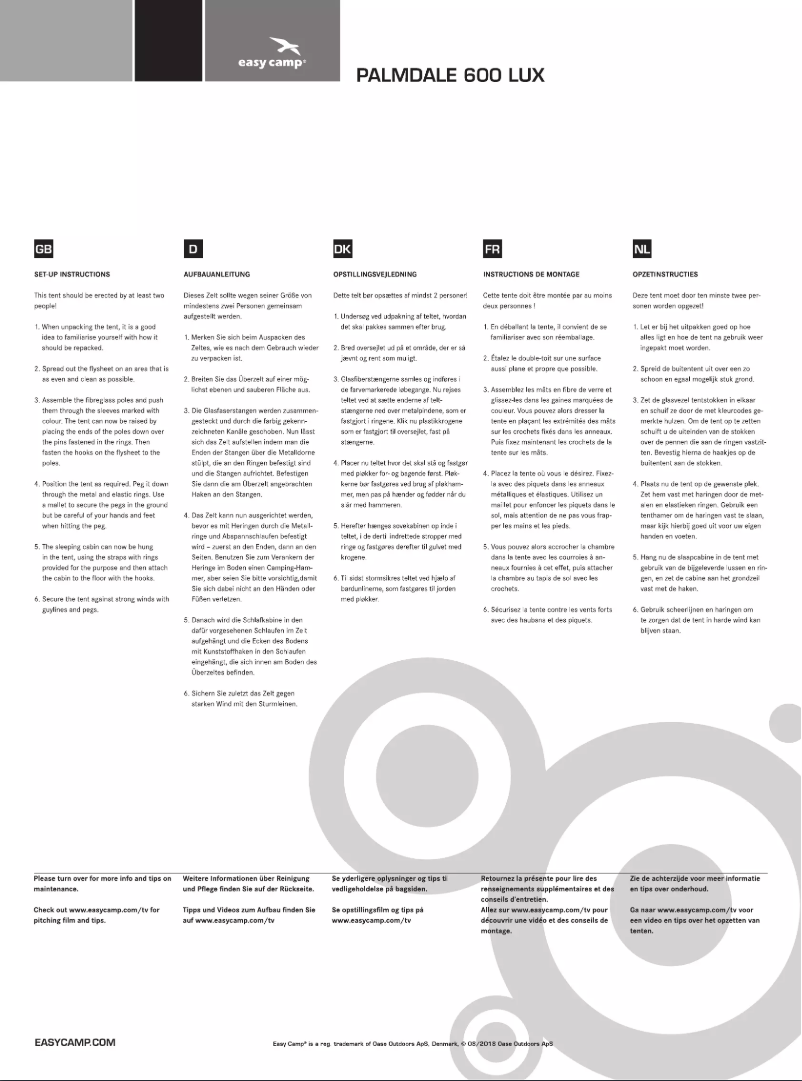 Página 1 del manual Manual de usuario Easy Camp Palmdale 600 Lux