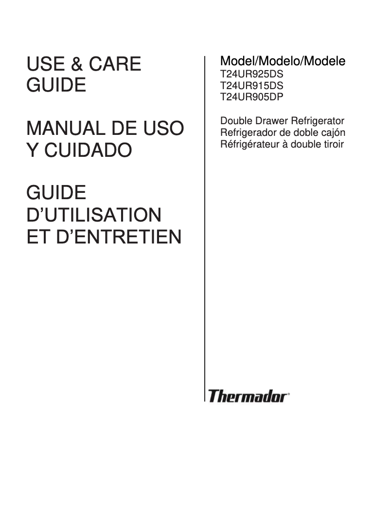 Page 1 de la notice Manuel utilisateur Thermador T24UR925DS