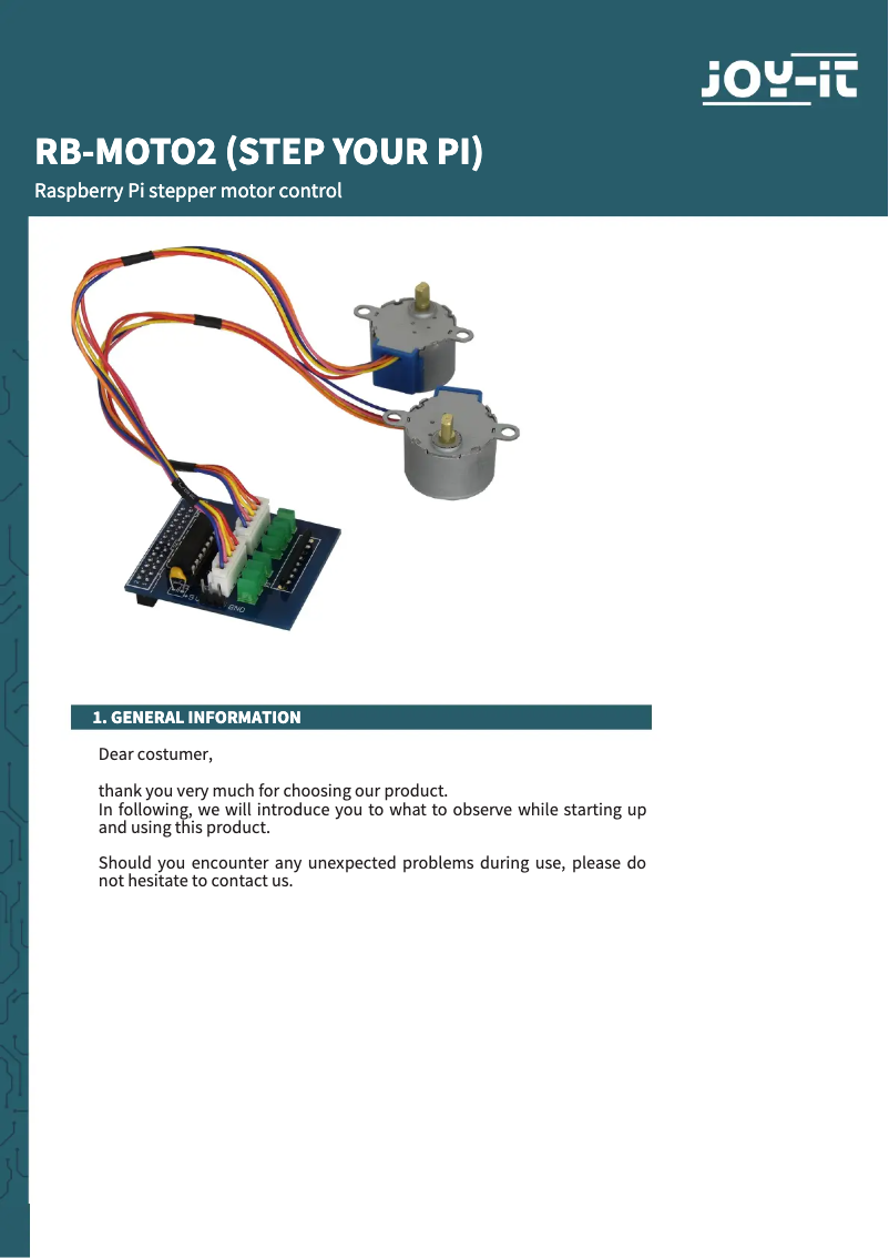 Página 1 del manual Manual de usuario Joy-It RB-MOTO2