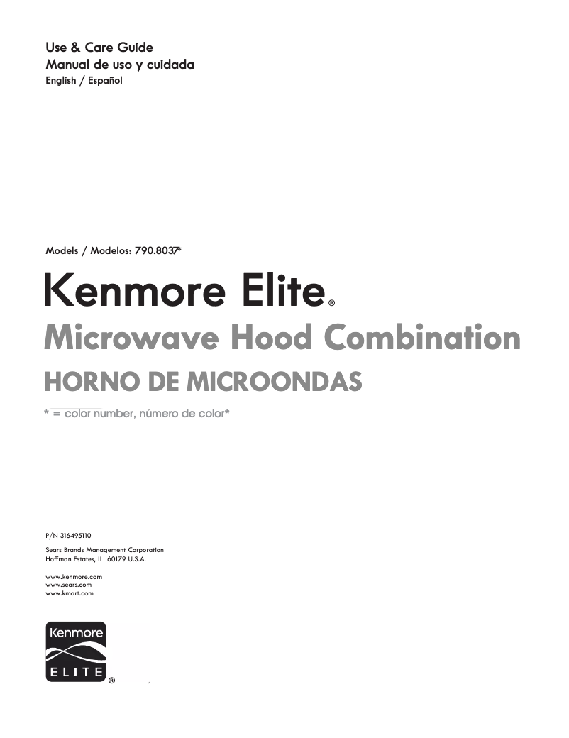Page n°1 - Manuel utilisateur Kenmore 790.80372