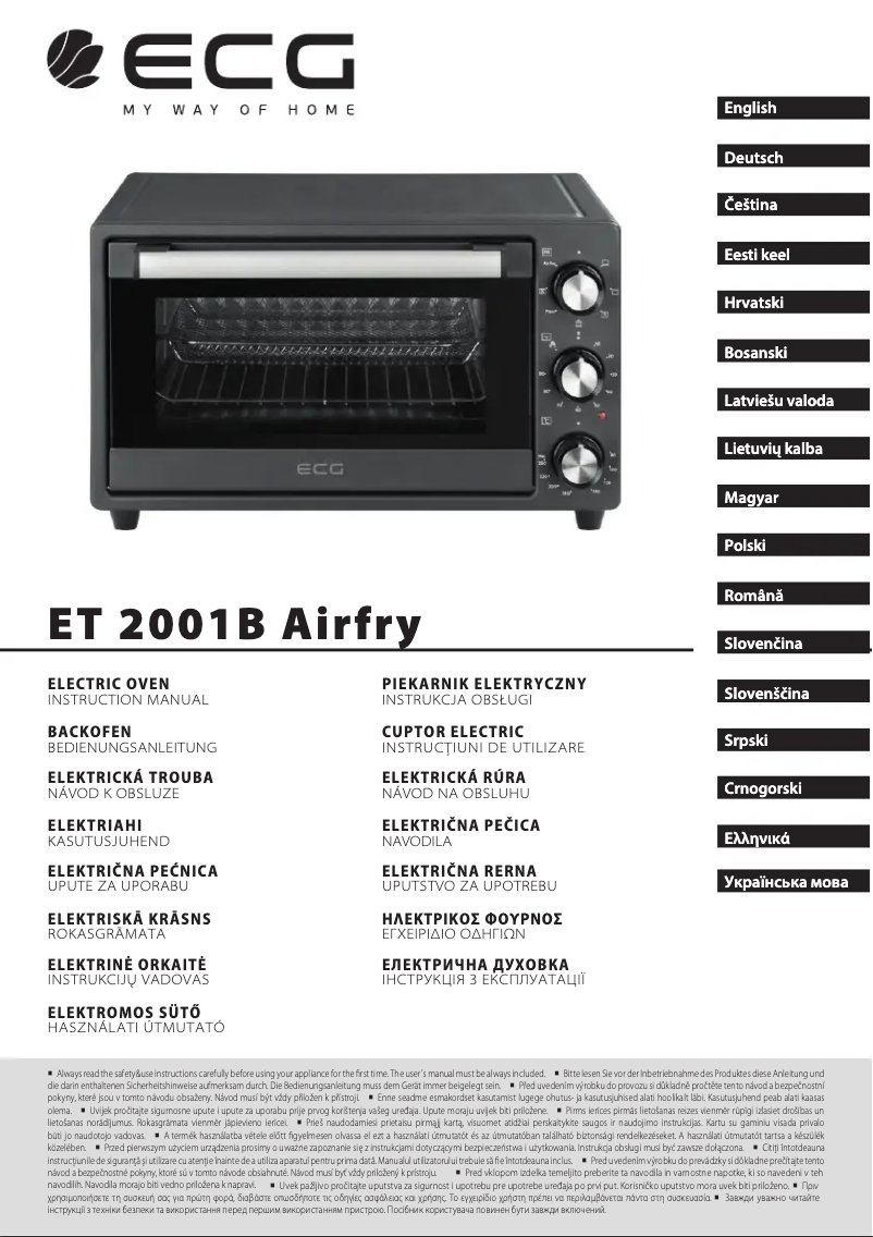 Page 1 de la notice Manuel utilisateur ECG ET 2001B Airfry