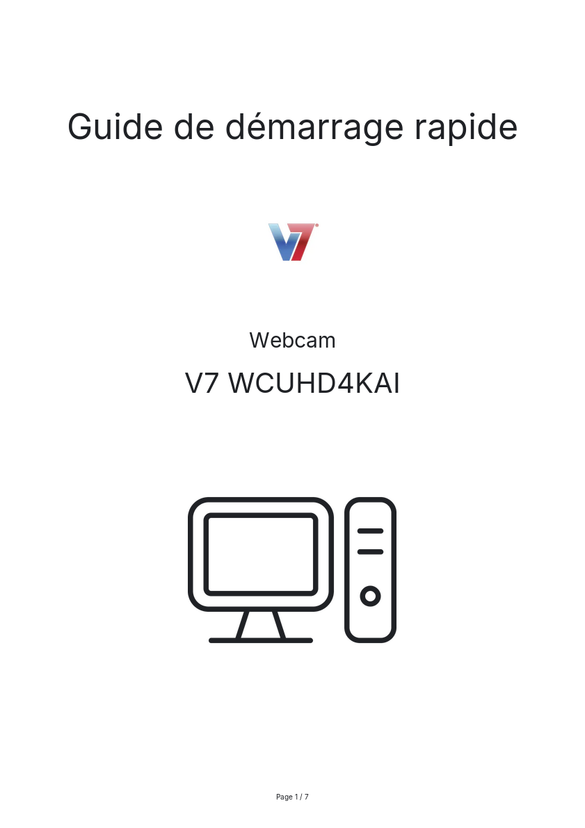 Page n°1 - Guide de démarrage rapide V7 WCUHD4KAI