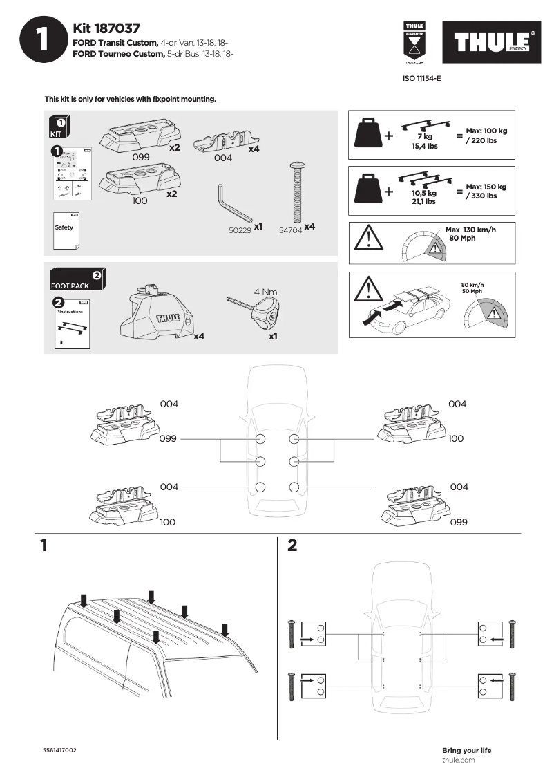 Page 1 de la notice Manuel utilisateur Thule Kit 187037