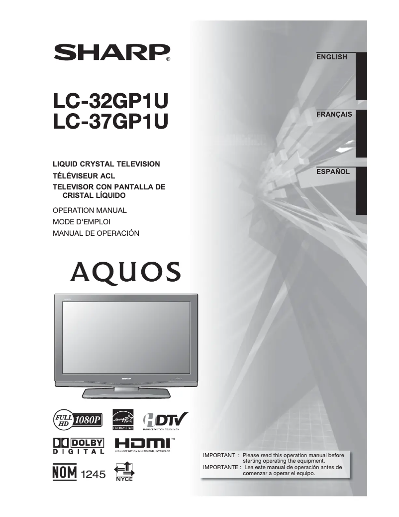 Image de la première page du manuel de l'appareil LC-32GP1U