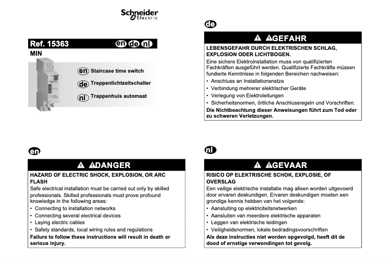 Page 1 de la notice Manuel utilisateur Schneider 15363