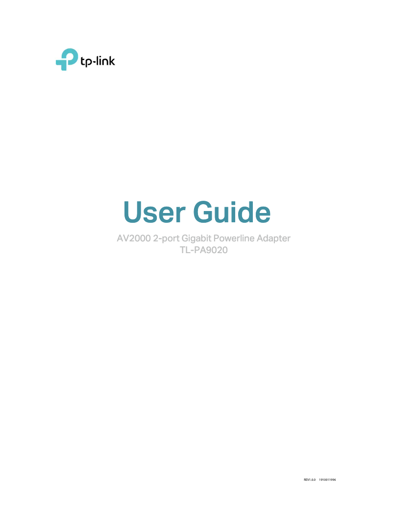 Page 1 de la notice Manuel utilisateur TP-Link TL-WPA9610