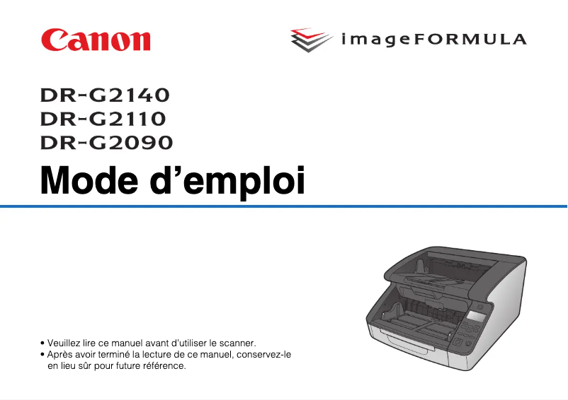 Page 1 de la notice Manuel utilisateur Canon imageFORMULA DR-G2110