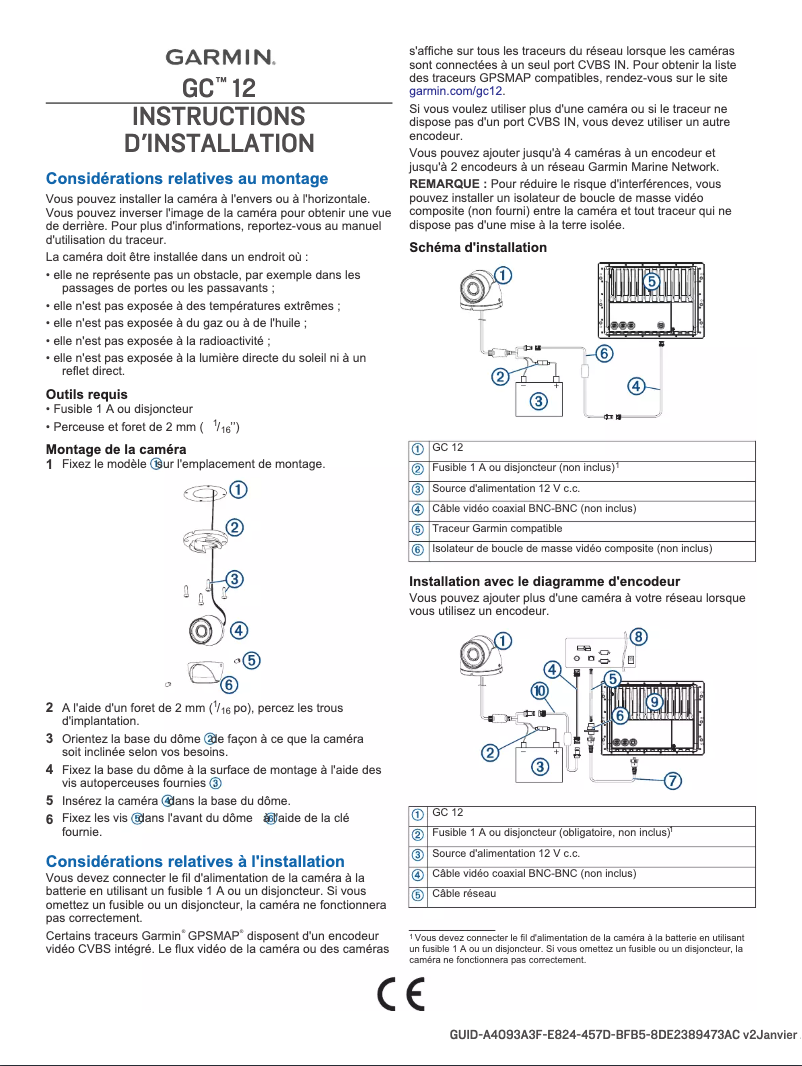 Page 1 de la notice Guide d'installation Garmin GC 12