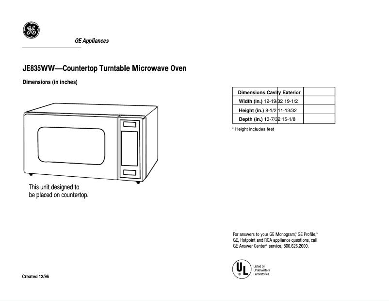 Image de la première page du manuel de l'appareil JE835WW