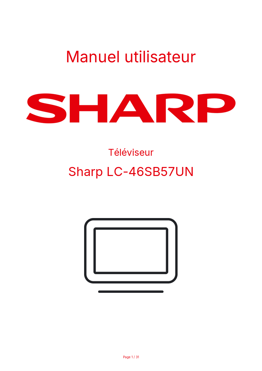 Image de la première page du manuel de l'appareil LC-46SB57UN