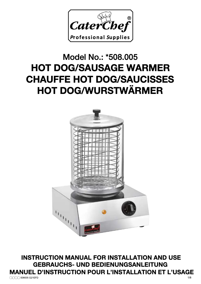 Page n°1 - Manuel utilisateur CaterChef 508005