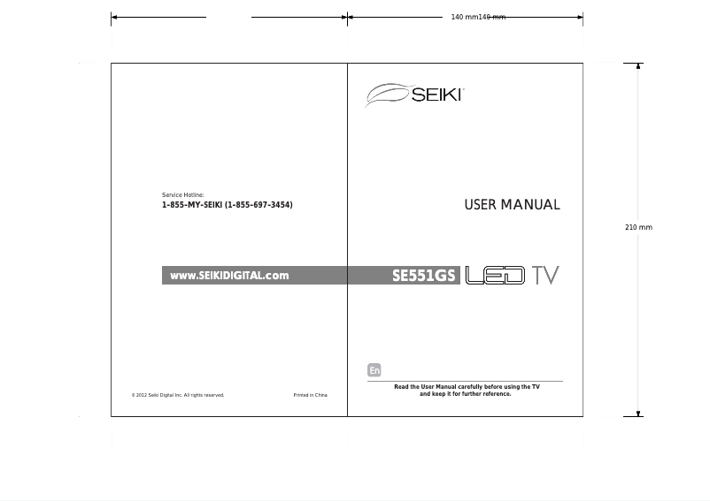 Page 1 de la notice Manuel utilisateur Seiki SE551GS