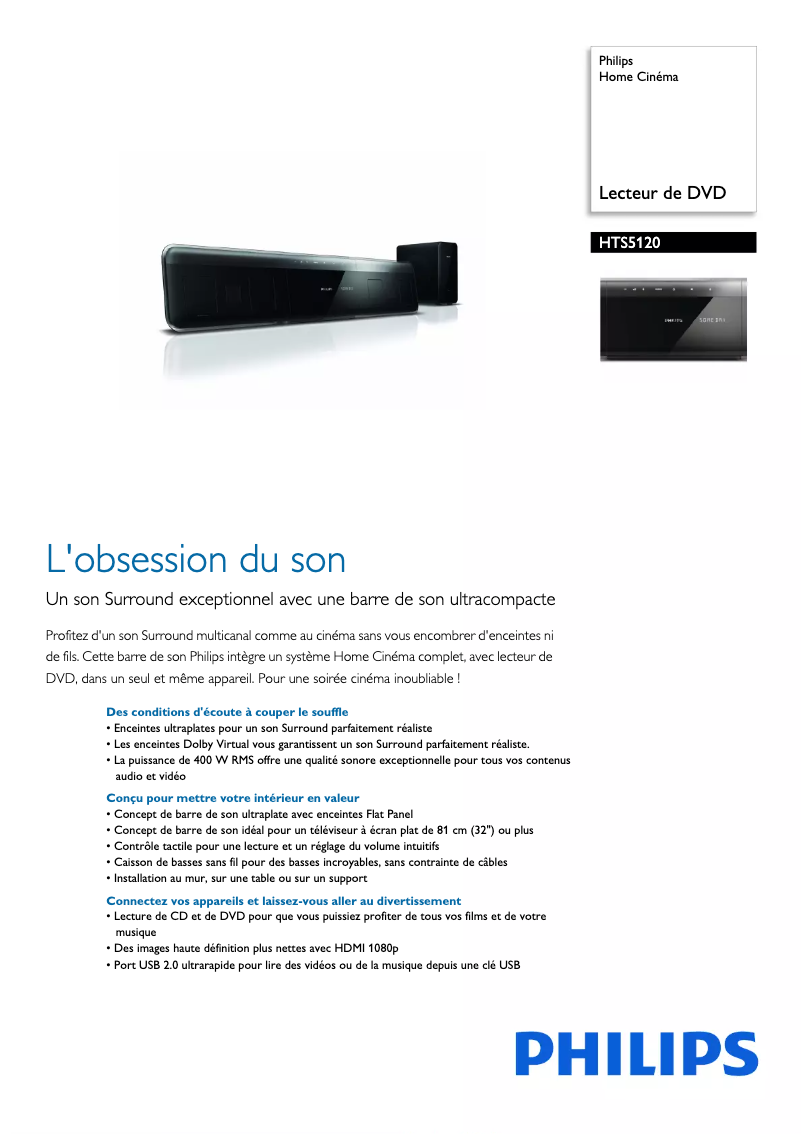Page n°1 - Fiche technique Philips HTS5120
