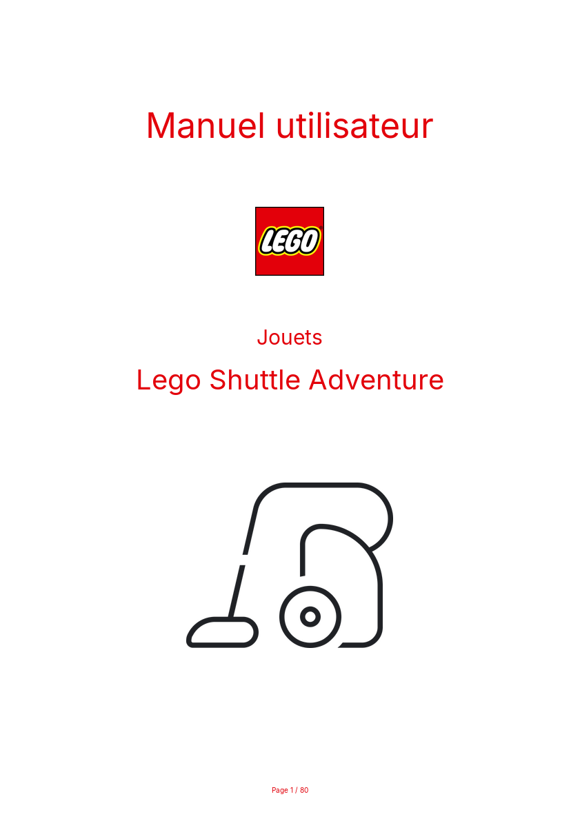 Page n°1 - Manuel utilisateur Lego Shuttle Adventure